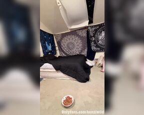 Watch me Kenziwild a goth tattooed whore showcasing my undies as I make the bed