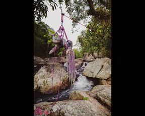 Tattoo Girls Shibari Suspension on public beach in thailand - Bondage BDSM